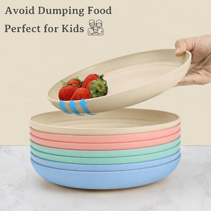 Dinner Plates Set of 8-10 Inch Wheat Straw Plates Unbreakable Kitchen Plates - Image 5