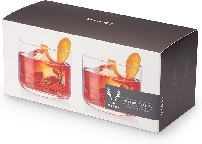 Viski Raye Crystal Negroni Glasses, Lowball Cocktail Glasses Premium Crystal - Image 14