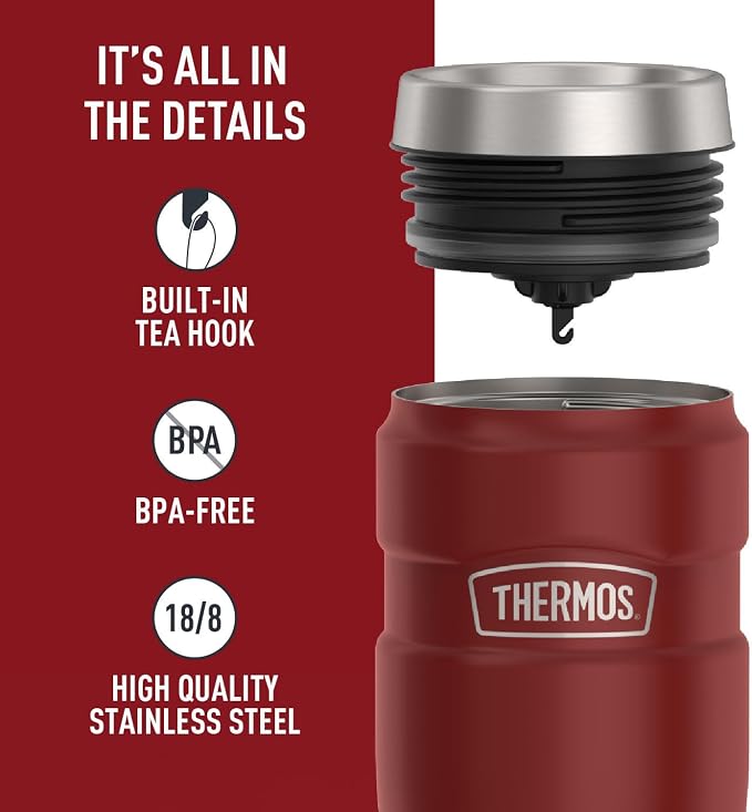 THERMOS Stainless King Stainless Steel Tumbler, Rustic Red | Vacuum-Insulated - Image 4