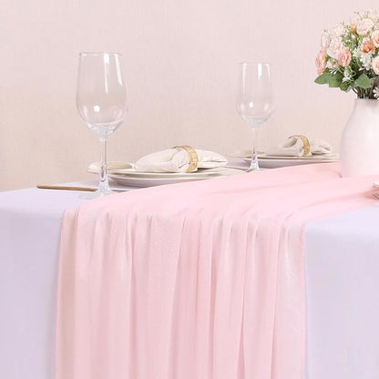 10FT Peach Pink Chiffon Table Runner 30x120 Inches Boho Rustic Sheer Fabric - Image 2