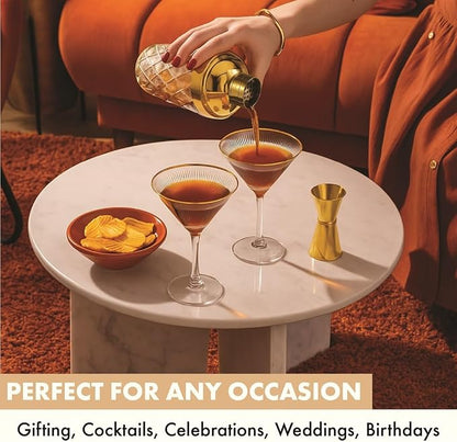 VEMACITY - Luxury Cocktail Shaker Set - Gold Glass Cocktail Shaker - Image 6