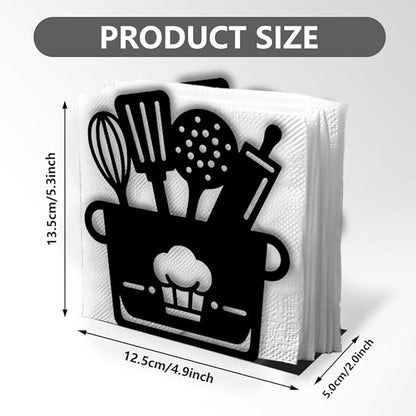 Kitchenware Decorative Black Metal Napkin Holder for Table, 4.9" x 5.3" x 2" Pot Standing Napkin Holder for Home Kitchen Restaurant Picnic Party Coffee Bar Dining Room