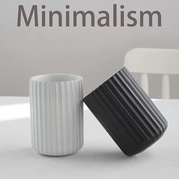 Nordic Ceramic Mug, Japanese Tea Cup 10oz Striped Cup No Handle Drinking Cup - Image 2