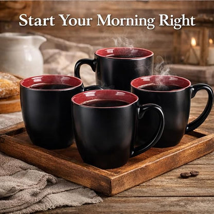 GBhome 16 oz Coffee Mugs Set of 6, Ceramic Coffee Cups- Red - Image 7