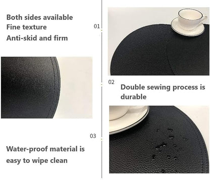 Set of 8 Faux Leather Round Placemats and Coasters, Coffee Mats Kitchen Table - Image 2