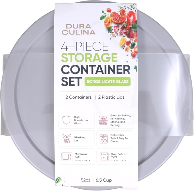 4-Piece Glass Food Storage Containers Set | 6.5-Cup, Leakproof | Microwave - Image 4