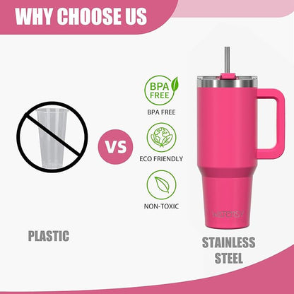 20 oz Tumbler with Handle, Tumbler with Lid and Straw, Double Wall Insulated - Image 5