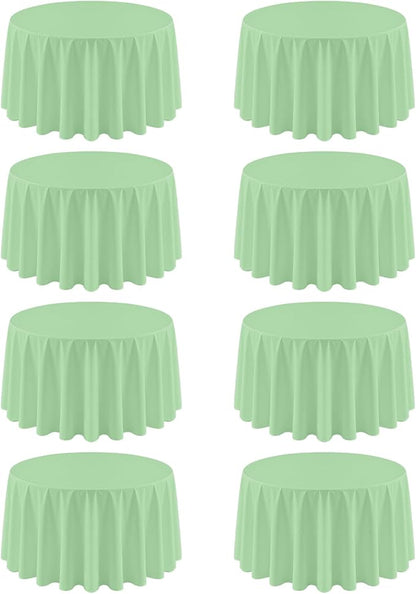 8 Pack Round Tablecloth 90 Inch Sage Green Tablecloth for Round Tables, Washable Polyester Table Cloth Stain and Wrinkle Resistant Decorative Table Cover for Wedding Party Dining Banquet