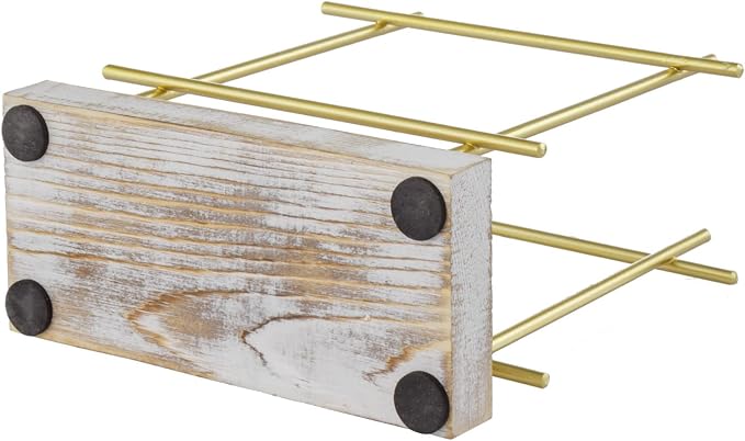 MyGift Shabby Whitewashed Wood Base Napkin Holders, Brass-Tone Metal Dispenser - Image 7