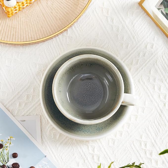 Coffeezone Vintage Design 12 oz Ceramic Latte Art Cappuccino Barista Cup - Image 5
