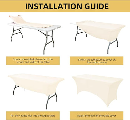 2-Pack 8ft Spandex Table Covers for Rectangle Folding Tables - Washable Elastic Tablecloth - Ultimate Fitted Table Protector for Birthday Parties, Trade Shows, Banquet