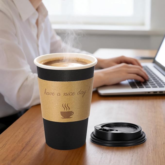 BYSNOW 16 oz 50 pack Disposable Coffee Cups - Image 4