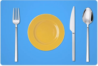 Silicone Placemats, Food-Grade Non-Slip Waterproof, Dining, Stain Resistant, Countertop Protector, Kitchen Counter Mat, Heat Resistant, Baking mat Dishwasher Safe (23.6"×15.7"-1pack, Blue)