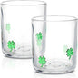 Icon Juice Glasses, 14oz Stemless Wine Drinking Juice Glass Cup for Valentine Party Supplies Gift(2 Pcs,Clover)