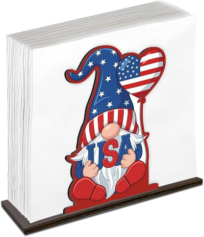 Patriotic Gnome Napkin Holder for Table, 4th of July Decor for Home Kitchen by Unknown
