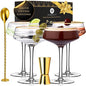VEMACITY Deluxe Espresso Martini Glasses Set of 4, Bar Tools, Coupe Glasses | by Vemacity
