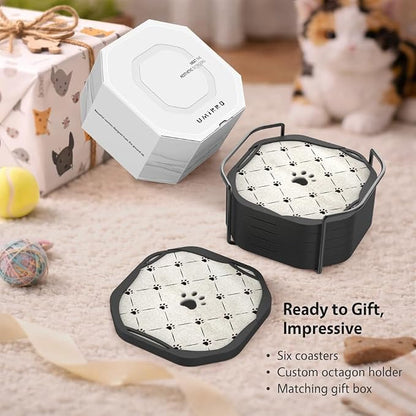 UMIRRO Absorbent Felt & Silicone Coasters Set of 6 - Image 6
