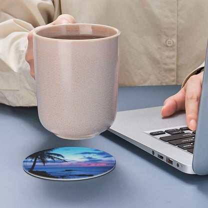 6 Pcs Tropical Ocean Beach Palm Trees Leather Coasters - Image 7