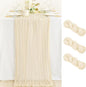 3 Pack Beige Cheesecloth Table Runner 10ft Boho Rustic Gauze Runner | by MLMC