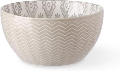 Signature Housewares Pad Print Set of 4 Assorted Bowls 6", PP Gray - Image 4