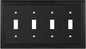 Henne Bery Sunken Pearls Heavy Duty Decorative Wall Plate Switch Plate Outlet Cover (Quad Toggle, Matte Black)