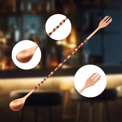 Boao 4 Pcs 10 Inch Long Bar Spoon Cocktail Spoon Stirring Mixing Stainless - Image 3