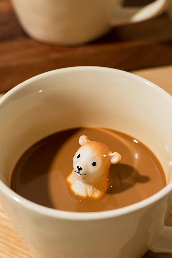DIHOclub Bear Ceramic Cup Hidden 3D Animal Inside Mug, Cute Cartoon Handmade - Image 6