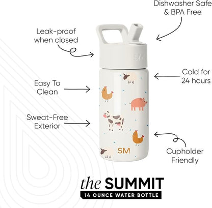 Simple Modern Kids Water Bottle & Toddler Cup | 14oz | Farm Animals | Insulated - Image 2