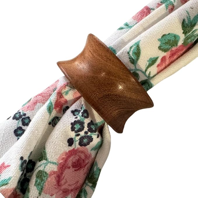 Napkin Holder Set of 12 Handmade Acacia Wood Dining Table Napkin Ring Classic - Image 3