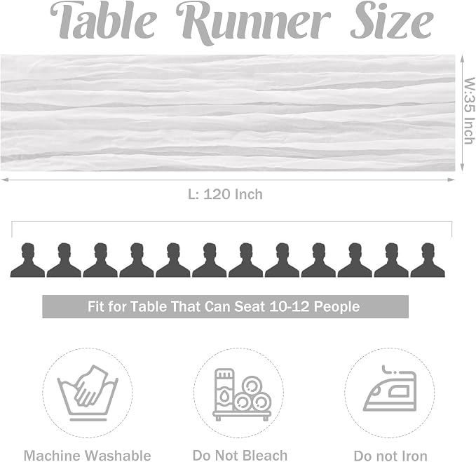 6 Pieces White 10FT Cheesecloth Table Runner Boho Gauze Fabric Table Runner - Image 4