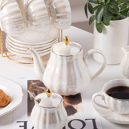 Sweejar Porcelain Tea Sets British Royal Series, 8 OZ Cups& Saucer Service - Image 5