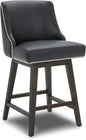CHITA Counter Height Swivel Bar Stools, FSC Certified Upholstered Counter Stools, Modern Swivel Barstools with Wood Legs for Kitchen Island, 26" Seat Height, Faux Leather in Black