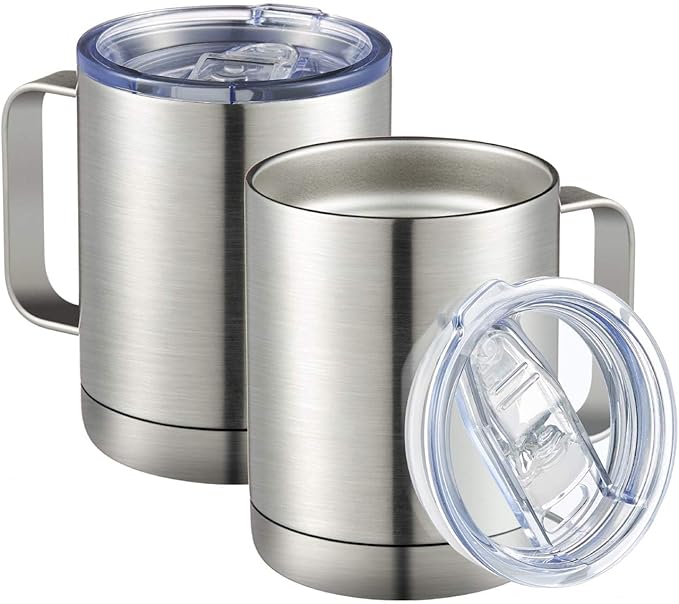 MEWAY 12oz Coffee Mug With Handle 2 Pack Bulk, Stainless Steel Insulated Travel by MEWAY