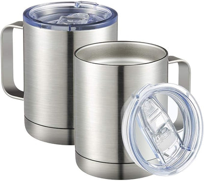 MEWAY 12oz Coffee Mug With Handle 2 Pack Bulk, Stainless Steel Insulated Travel by MEWAY