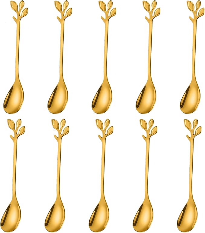 AnSaw Elegant Gold Leaf Handle Coffee Spoons by AnSaw