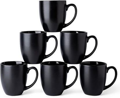 AmorArc 16 oz Coffee Mugs Set of 6, Large Ceramic Matte Black Coffee Cups | by AmorArc