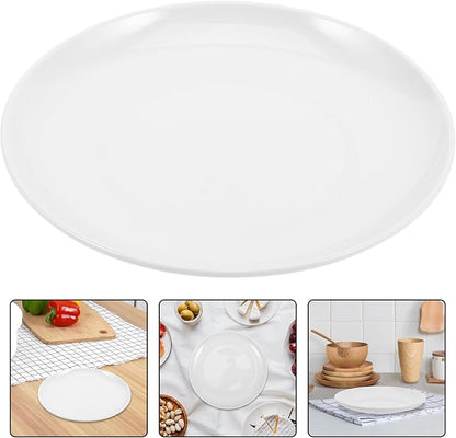 White Melamine Dinner Plates round 201mm, Sturdy Plastic China Plates for Home and Commercial Use, Farmhouse Style Tableware for Bbq, Salad, Snack Serving