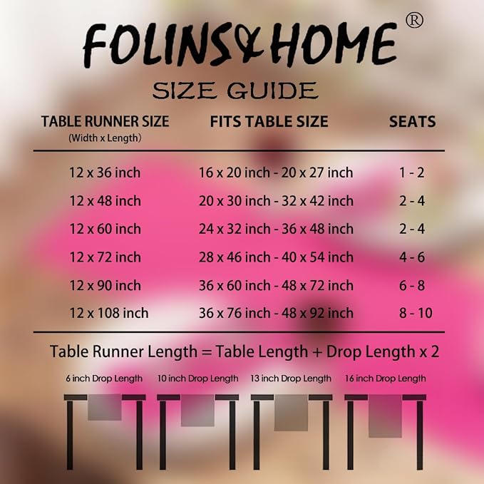FOLINS&HOME Hot Pink Waterproof Decorative Table Runner 48 Inches Long | 210GSM - Image 6