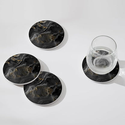 Set of 6 Abstract Black Marble Coasters - Image 3