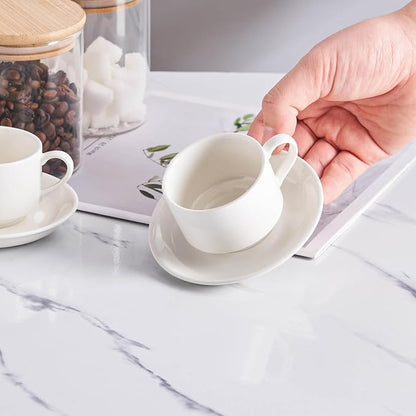 YOLIFE 2.5oz Espresso Cups, Stackable Espresso Cups Set of 4 | Porcelain - Image 7