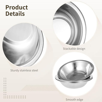 30pc Stainless Prep Bowls, Stackable Dishwasher Safe 3/4QT Mixing Bowls | - Image 3