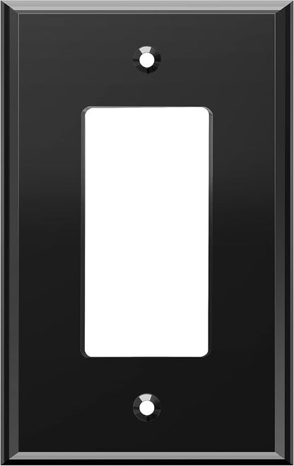 LIDER Reflective Acrylic Decorator Wall Plate, Mirrored Light Switch Plate, Plexiglass Outlet Cover, Acrylic Glass, Oversized 1-Gang 5.25" x 3.44", LWP-31O-ABK, Black