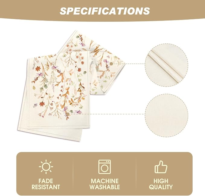 Artoid Mode 210 GSM Fall Table Runner 13x90 Inch Home Party Decor | Floral - Image 5