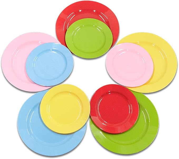 60PCS Colorful Disposable Plastic Plates, Heavy Duty Plates by POSATE