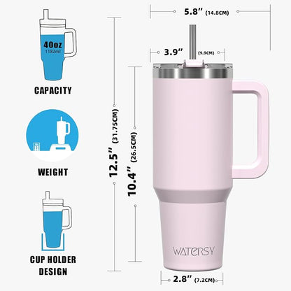 40 oz Tumbler with Handle, Tumbler with Lid and Straw, Double Wall Insulated - Image 8