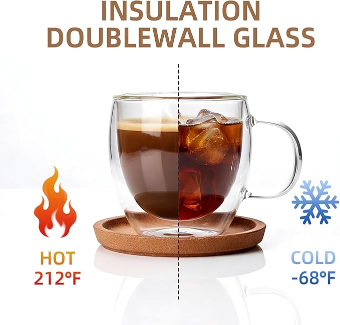 Double Wall Insulated Espresso Shot Cups 5.4 OZ Set of 2, Small Clear - Image 4