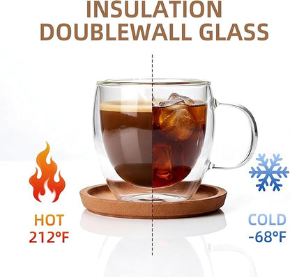 Double Wall Insulated Espresso Shot Cups 5.4 OZ Set of 2, Small Clear - Image 4