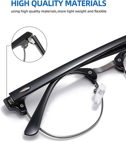 SOAR&EAGLE 3 Pack Blue Light Blocking Glasses,Computer Gaming Glasses,Retro Semi Rimless UV400 Clear Lens Computer Eyewear