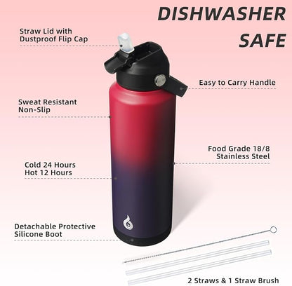BJPKPK 40oz Insulated Water Bottle, Stainless Steel Bottle - Image 3