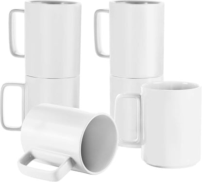 E-liu Large 15 Ounces Porcelain Coffee Mug Tea Mugs Set of 6 | Cups by Creatingwarmandrefinedlifestylekitchenandhomeessentials